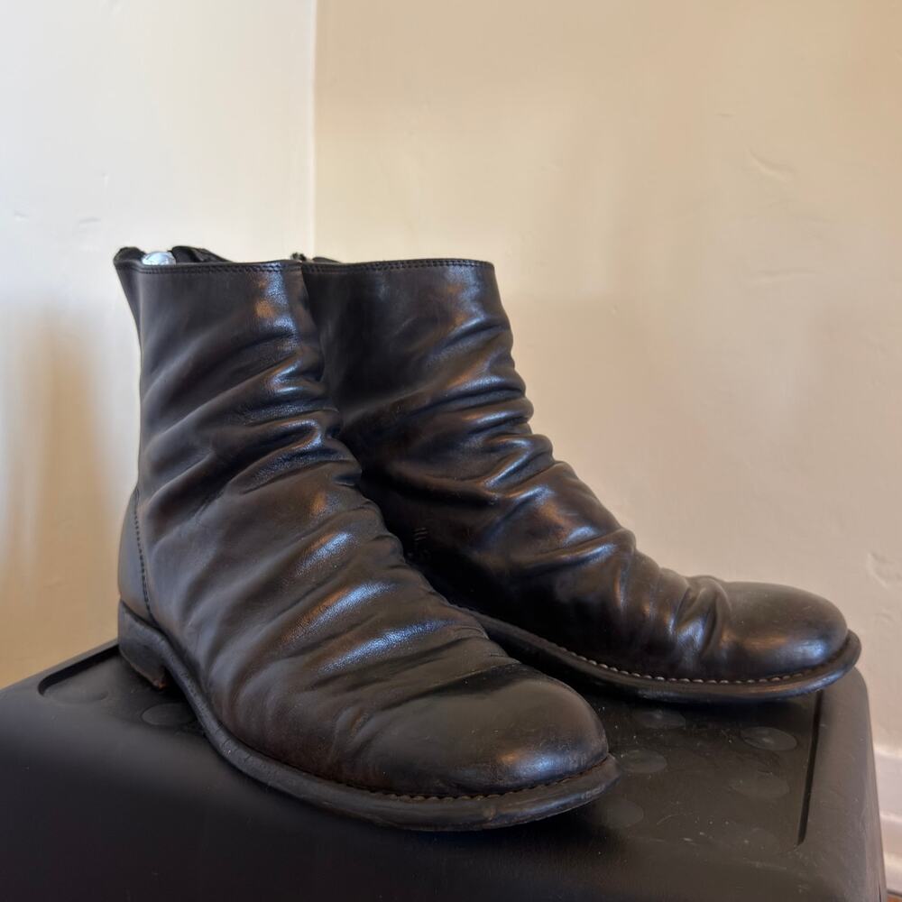 GUIDI CLASSIC BLACK ANKLE LEATHER BOOTS (EU 38)
